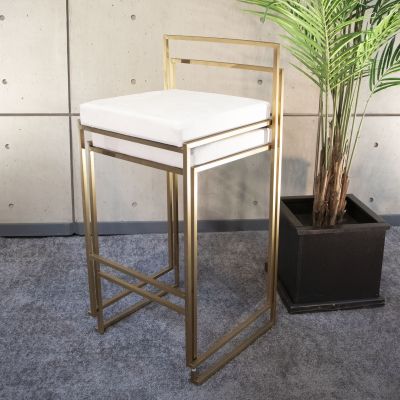 Image two of GOTHAM GOLD STOOLS WITH WHITE CUSHION